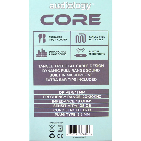AUDIOLOGY Core Stereo in-Ear Headphones with Built-in Microphone New - Picture 2 of 6